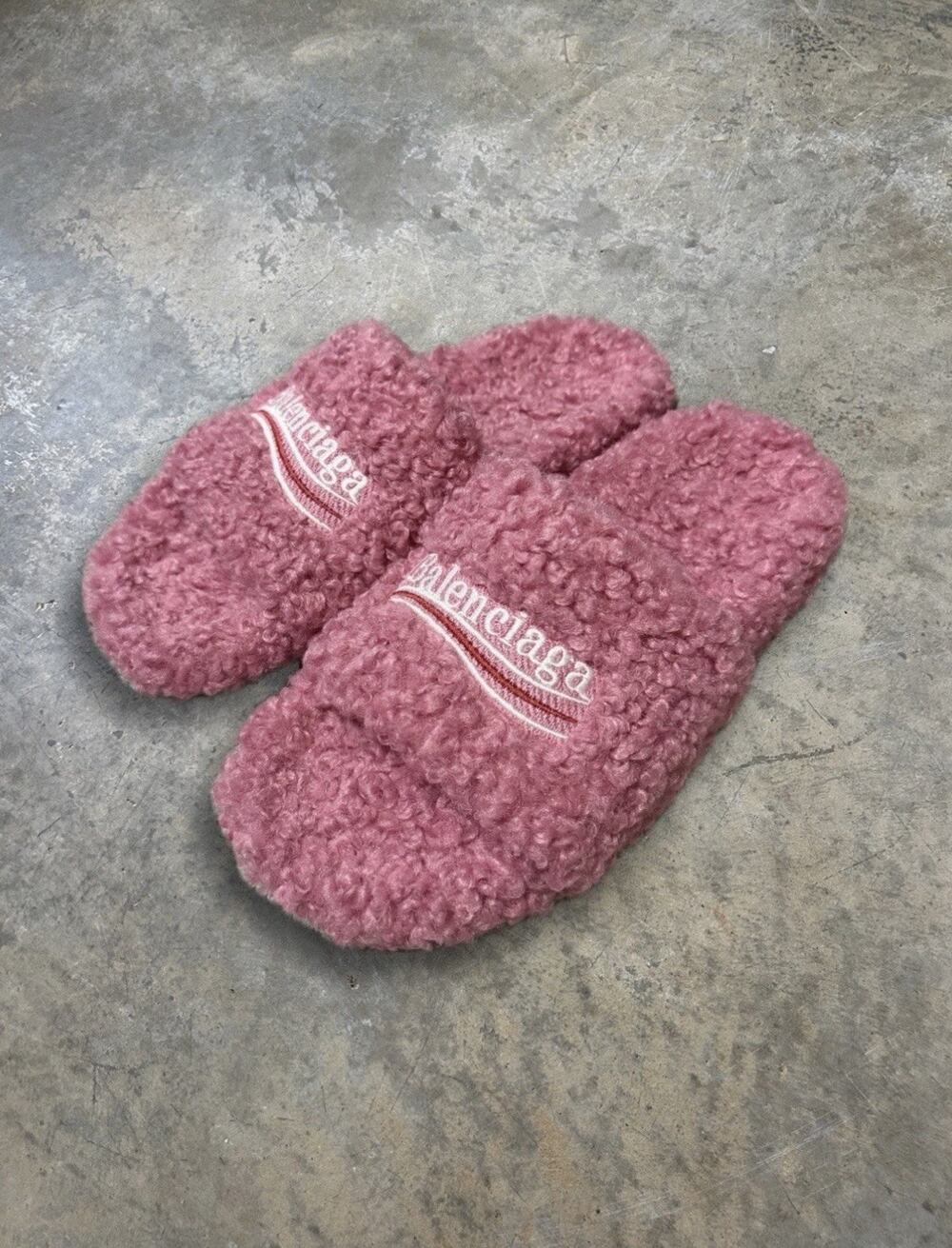 Women’s Balenciaga Pink Fur Slides U.S Size 10/ Eu 42